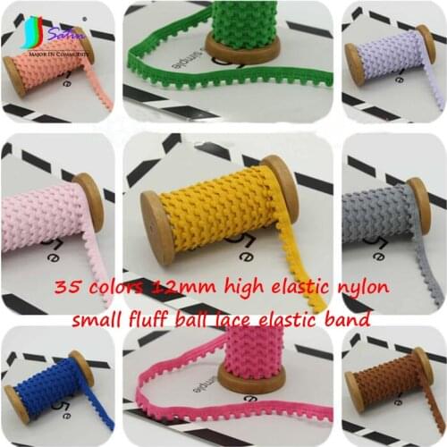 35 Colors 12MM High Elastic Nylon Small Fluff Ball Lace Elastic Band DIY Child Clothing Home Textile Curtains Accessories A0419F