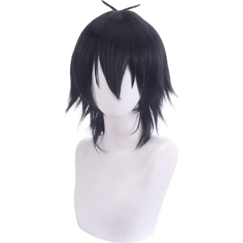 35cm Anime Assassins Scissor Seve Cosplay Five Six Killer Seven Wig Role Playing Wigs Halloween Cosplay Black Hair Wig Cap