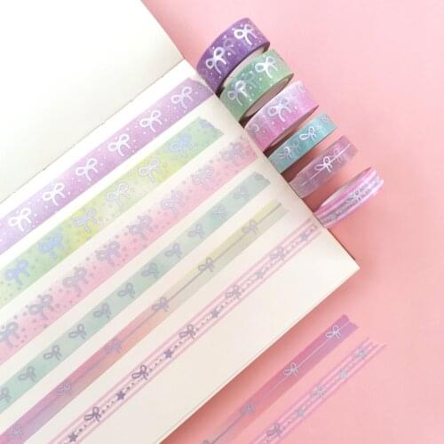 6Rolls/Set Floral Foil Washi Tape Diy Decoration Scrapbooking Planner Bowknot Masking Tape Adhesive Tape Label Sticker