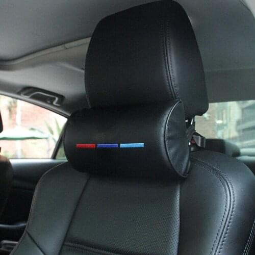 Car Headrest Neck Pillow For BMW M3 M5 X1 X3 X5 X6 E46 E39 Leather Neck Protection Supporter Headrest Car Pillow