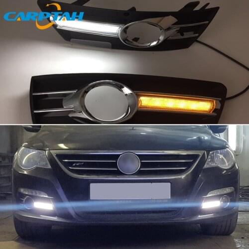 Car LED Daytime Running Lights DRL For Volkswagen VW Passat CC 2009 2010 2011 2012 Turn Signal Daylihgts Day Driving Headlamp