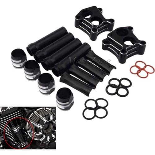 Motorcycle Parts CNC Aluminum Pushrod Cover Lifter Block Cover compatibility For Harley Twin Cam 1999-2015 Black