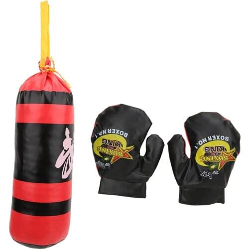 Kid Toy Sports Fitness Toys Child Boxing Gloves + Sandbags for Famous Martial Art Suits Indoor Sports Training Equipment