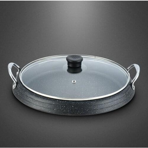 Household flat-bottomed barbecue dish Smokeless non-stick bakeware Induction cooker round bakeware Maifan Stone Round Baking Pan