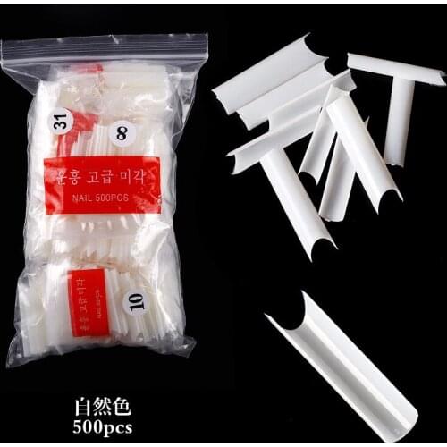 Nail slice 500 pieces of transparent fake nail high arc bag with pipe nail patch