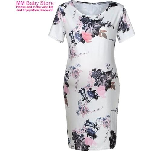 Summer Dresses For Pregnant Women Maternity Printed Dresses Pregnancy Elegant Slim Dress Short Sleeve Office Dress Clothing