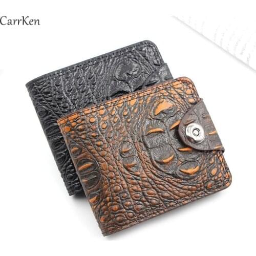 Wallets Mens Short Crocodile Pattern Mens Wallet Leather Billetera Hombre Vintage Clutch Made Credit Card Holder Purse Cartera