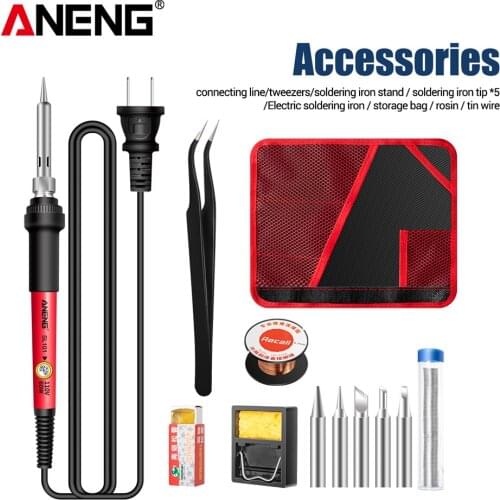 SL101 SL102 60W Digital Electric LCD Soldering Iron Kit Temperature 220V Welding Tool Electrocautery Heater Soldering Tip Set