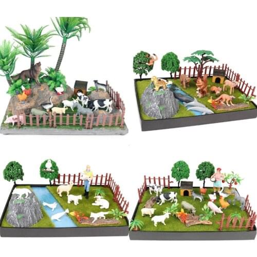 Action & Toy Figures Set Simulation Farm Animal Farmer Staff Feeder Models Pig animal Figurine Educational Toy for children Gift
