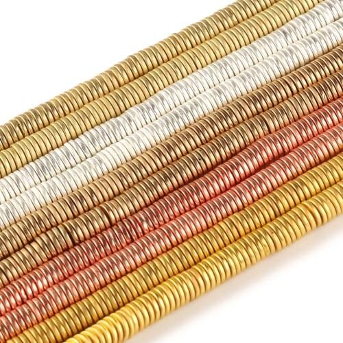 Natural Matte Stone Beads 3/4/6/8mm Flat Round Loose Hematite Beads for Jewelry Making DIY Bracelet Accessories 15" Disc Shape