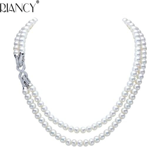 Real natural freshwater pearl necklace two strands,long sweater chain pearl necklace fashion jewelry for women, brithday gift