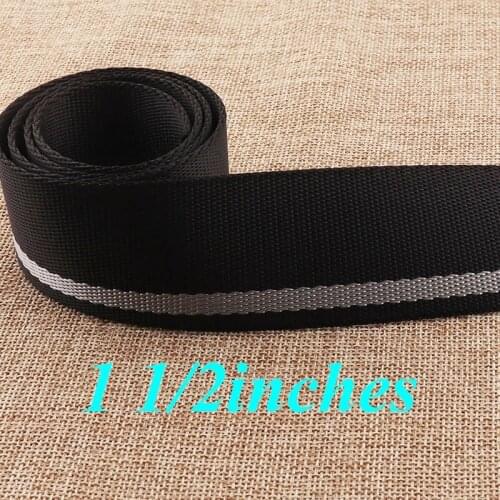 38mm Webbing Black Gray Striped Nylon Smooth Belt Key Fob Lanyard Bag Purse Webbing woven purse strap Leash Supplies woven belt