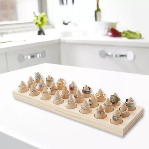 24 Solid Wooden Jewelry Rings Display Stand Cone Storage Rack Organizer Holder AXYD