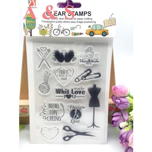 Handmade Design&Love Sewing Transparent Clear Stamp DIY Silicone Seals Scrapbooking/Card Making/Photo Album Decoration