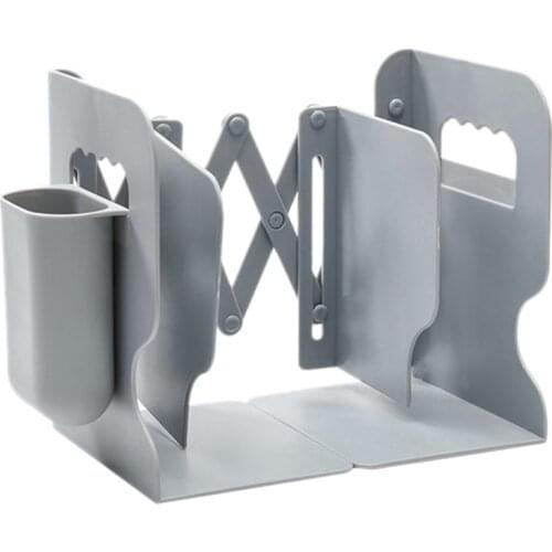 Retractable Bookends For Shelves Book Support Stand Adjustable Bookshelf With Pen Holder Desk Organizer Office