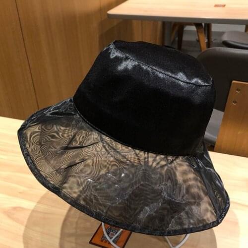 Ladies Big Eaves Fisherman Hat INS Summer Sunscreen Breathable Mesh Hats Satin Mercerized Stitching Outdoor Beach Basin Cap