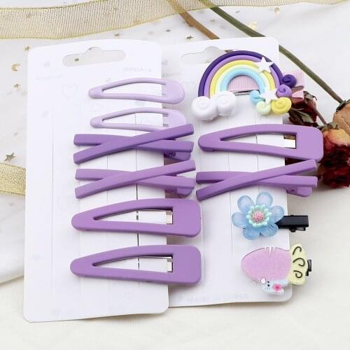 Mixed 5Pcs/Set Hair Clips Accessories Sweet Simple BB Hairpin X-shaped Hairpins 6Pcs/Sets Solid Purple Color Barrettes Headdress
