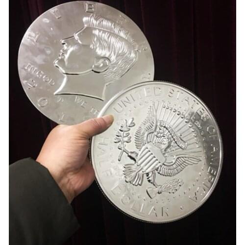 Super Jumbo Half Dollar (25cm, Plastics) Magic Tricks Appearing/Disappearing Coin Magie Close Up Magic Accessories Gimmick Props