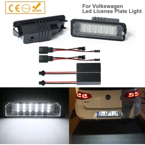 2Pcs Canbus LED Number License Plate Lights Lamps Car Accessories For VW Golf 4/5/6/7 Passat EOS Polo Fox Bora Beetle Lupo T-Roc
