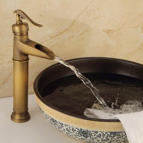 All Copper Antique bronze finish Faucet Toilet Hot And Cold Water Waterfall Mixer Taps Basin Faucet
