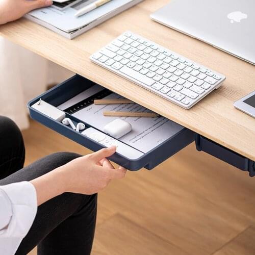 Under Desk Drawer Adhesive Storage Box For Office Pen Holder Hidden Sorting Box Kitchen Knife Fork Storage Tray Organizer