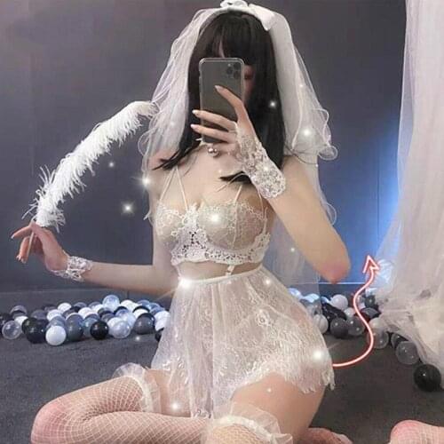 Women Ruffles Nightdress Cute Kawaii Panty Temptation Underwear Cosplay Dress Lolita Hot Sexy Lingerie Sleepwear Set