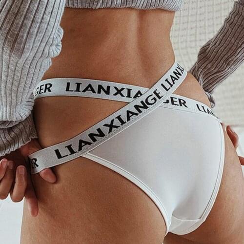 DERUILADY Fashion Ins Letter Seamless Panties Women g String Sexy Cross Low Waist Thong Lingerie Comfort Sport Fitness Underwear