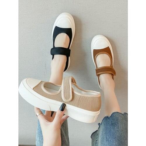 Female spring and autumn 2021 new Roman style casual platform white shoes Velcro Mary Jane womens shoes