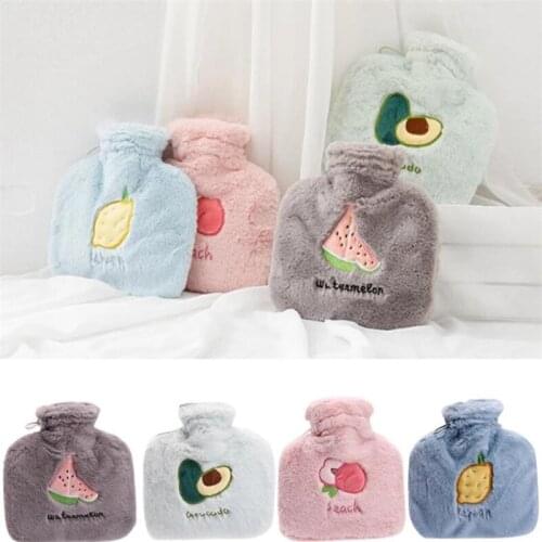 Winter Warm Cartoon Hot Water Bottle PVC Stress Pain Relief Therapy Hot Water Bag With Knitted Soft Cozy Cover Hand Bag Tool