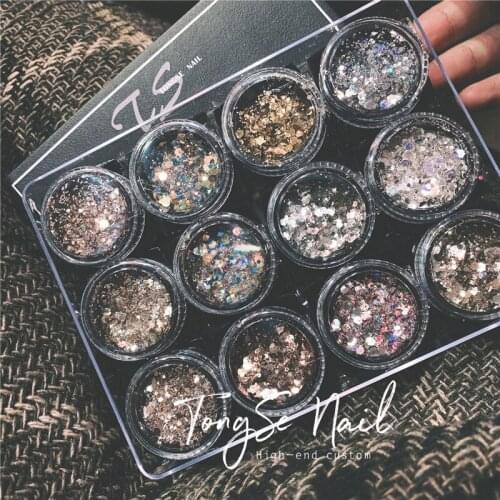 12 color set new Joujou hybrid Sequin manicure powder Japanese style manicure phototherapy jewelry