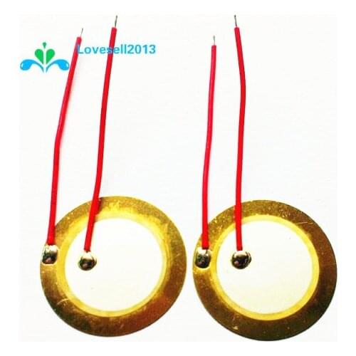 20PCS 35mm Piezo Elements buzzer Sounder Sensor Trigger Drum Disc+ wire copper