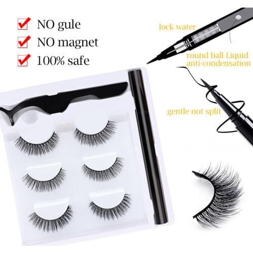 3 Pairs Eyeliner Pen False Eyelashes Set Waterproof Lashes Set Eyelashes Extension Faux Cils Natural Makeup Tool Wholesale