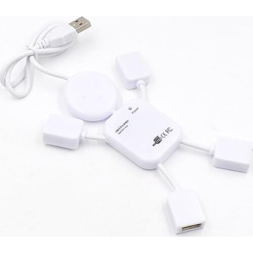 4-Port USB to USB 2.0 Ultra-Mini Hub Adapter USB 2.0 Data Hub Plastic USB Splitter for PC Laptop and Other Devices, White