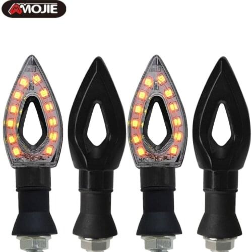 4pcs Motorcycle Turn Signal Light Brake Lamp Flowing Water Lighting Amber Light LED Flicker Bendable Tail Indicator Flasher