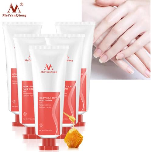 5pcs Honey Milk Soft Hand Cream Lotions Serum Repair Nourishing Skin Care Anti Chapping Aging Moisturizing Whitening