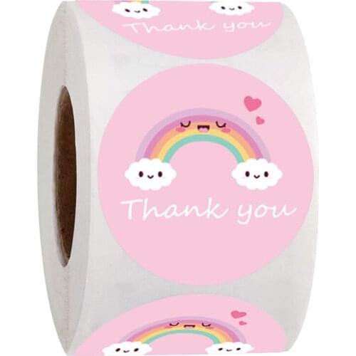 50-500Pcs 1inch Cartoon Cute Sun Rainbow Clouds Sticker Thank You Stickers For Handmade Gift Decor Labels Kids Reward Stickers