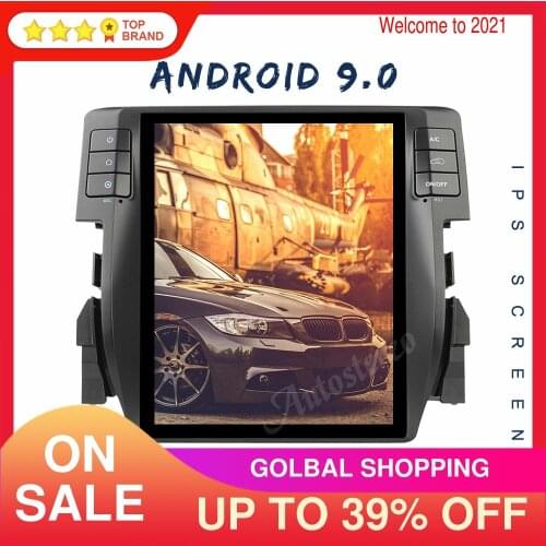 Android 9.0 4+128G For Honda Civic 2016-2019 Vertical Screen Car Audio GPS Navigation Stereo Head Unit Multimedia Player Carplay