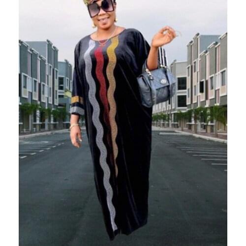 Velvet African Dresses For Women 2020 Autumn Africa Clothing Muslim Long Maxi Dress High Quality Fashion African Dress For Lady