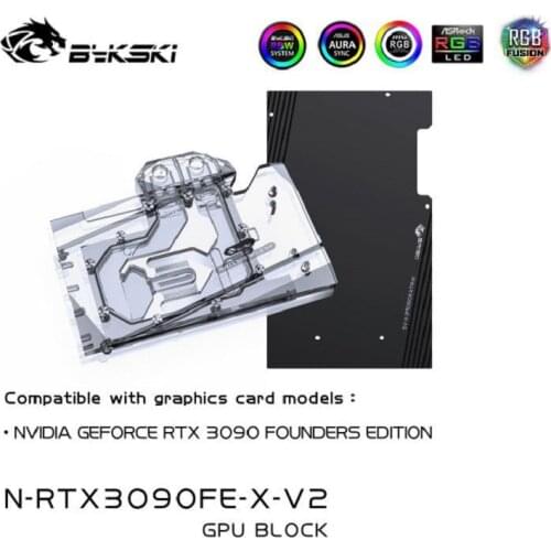 Bykski PC water cooling GPU cooler video Graphics Card Water Block for NVIDIA Geforce RTX3090 Founder Edition N-RTX3090FE-X-V2