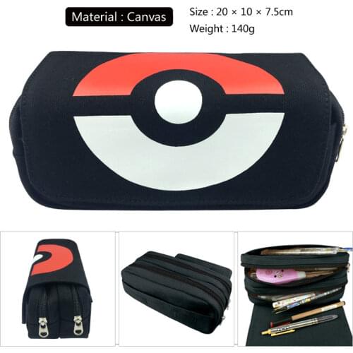 Pokemon Pikachu Canvas Double Zipper Pencil Case Elf Ball Student Pencil Case Cute School Supplies