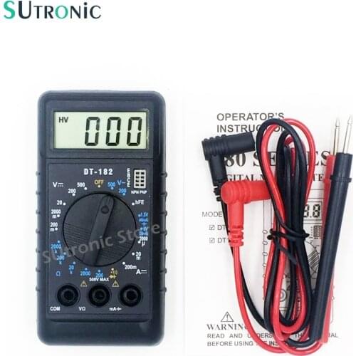 DT182 Extra Mini Digital Multimeter with Buzzer Overload protection Pocket Voltage Ampere Ohm Meter DC AC LCD Portable