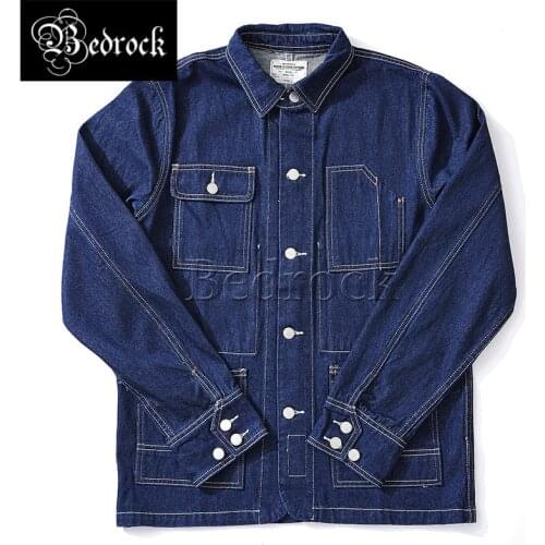 Original Color Washed Denim Jacket Ami Kaji Multi-pocket Railway Workwear Jacket Retro Striped Motorcycle Jacket men