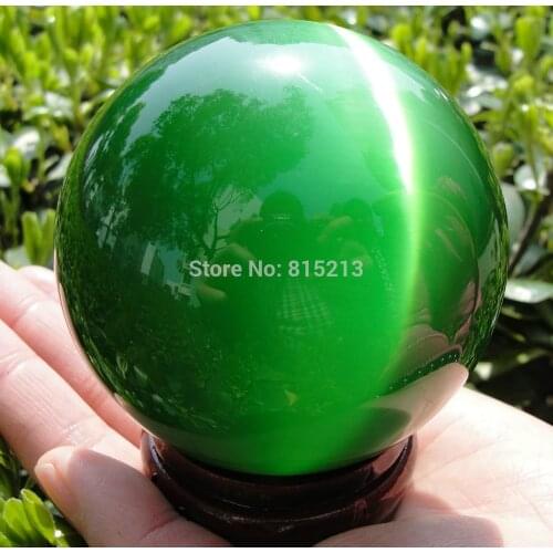 Ddh00926 Hot Sell Asian Quartz Green Cat Eye Crystal Healing Ball Sphere 60MM + Stand