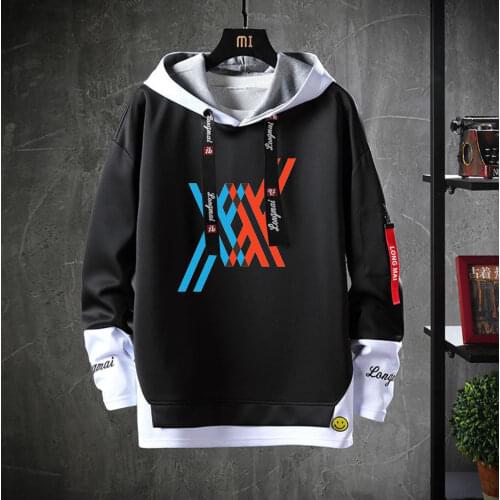 Anime DARLING in FRANXX Hooded Costume Unisex Casual Fake Two-Piece Sweatshirt jacket Teenagers Cartoon Hoodies coat