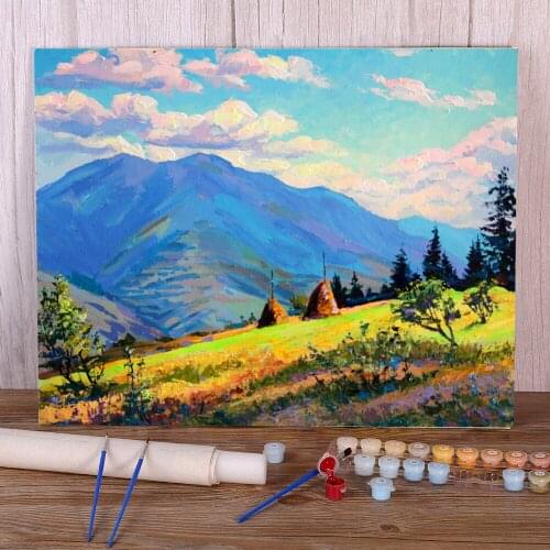 Landscape August. Etude Coloring By Numbers Painting Package Oil Paints 40*50 Paiting By Numbers Handmade For Handiwork