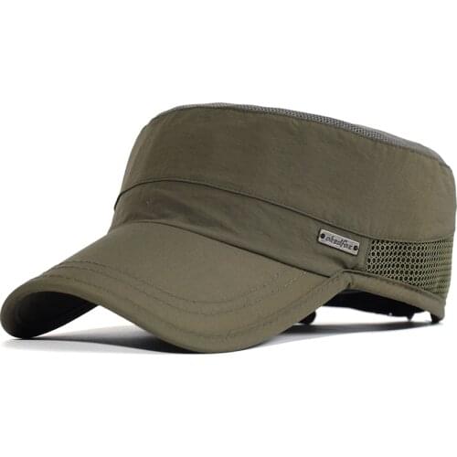 Summer Mesh Outdoor Sport Quick Drying Military Caps Men Breathable Cadet Army Cap Flat Top Hat Cycling Running Cap Baseball Cap