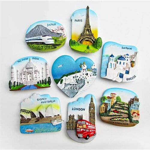 Resin 3D Fridge Magnet San Francisco London Paris Japan Greece Sydney Bali Souvenir Landscape kitchen decoration accessoriesgift