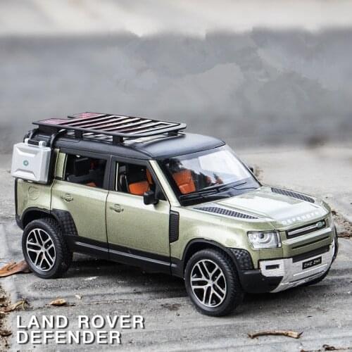 1/24 Land Rover Defender SUV Alloy Car Model Diecasts & Toy Vehicles Metal Car Model Simulation Sound Light Collection Kids Gift
