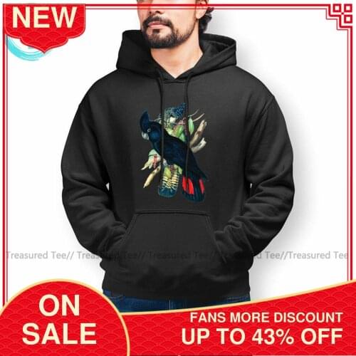 Fashion Cockatoo Australian Banksian Black Cockatoo Hoodie Cotton Autumn Hoodies Long Sleeve Loose Pullover Hoodie XXL Men