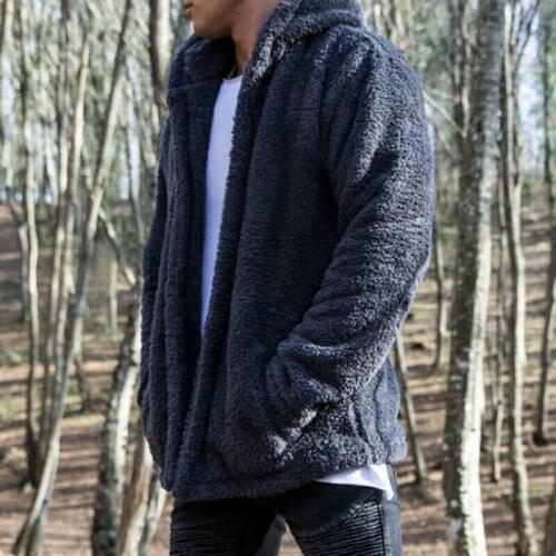 Mens Fur Fleece Coat Winter Coat Overcoat Warm Slim Jacket Outerwear Hoodies
